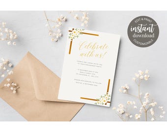 Daisy Cross Celebrate Floral Editable Engagement Party Invitation Template – Instant Download – Canva Invite – Customizable Digital Invite