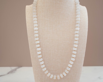 The Lily Necklace- White Quartz & Gold Glass Beads