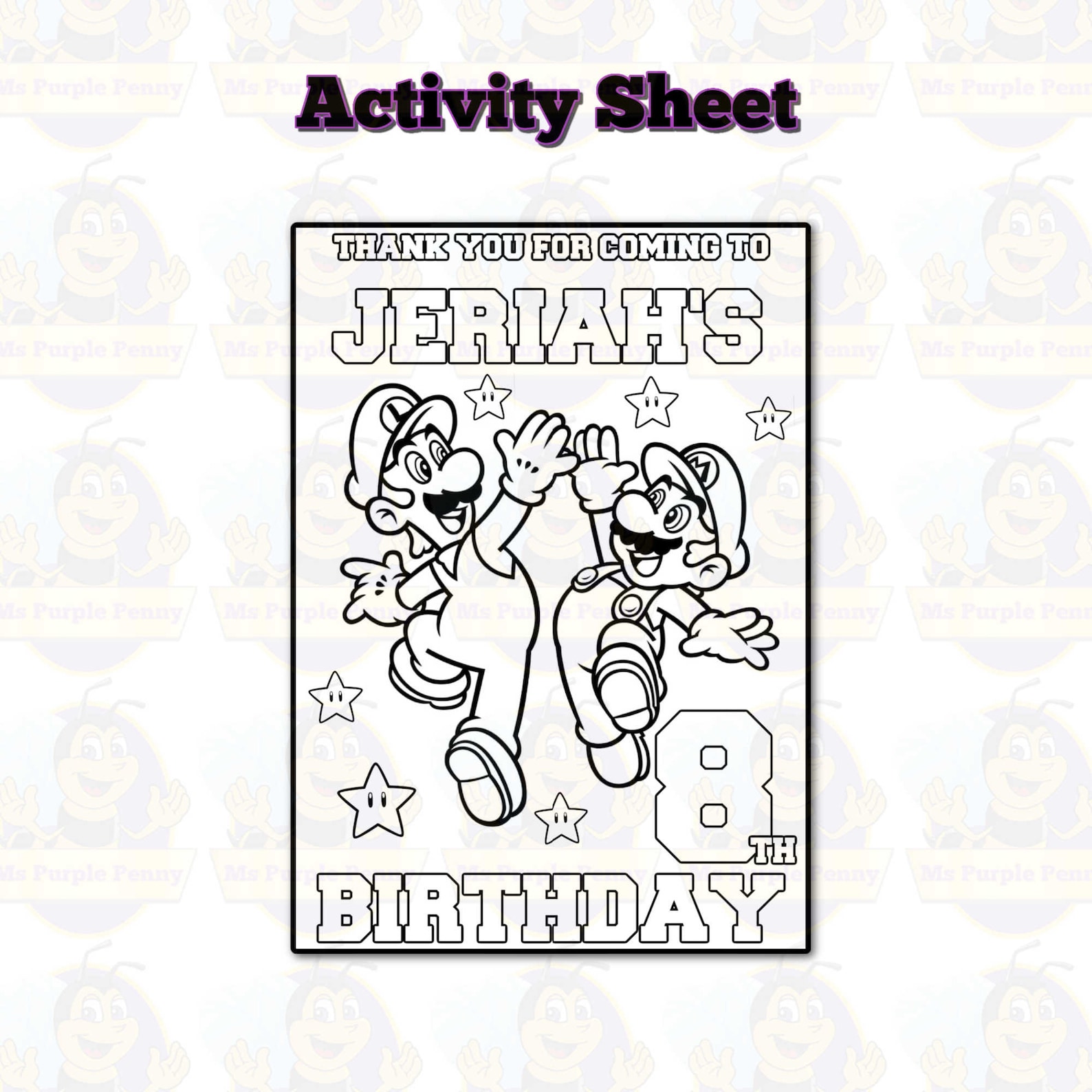 Mario Activity Sheet Mario Chip Bag Colouring Page Mario Birthday Mario ...