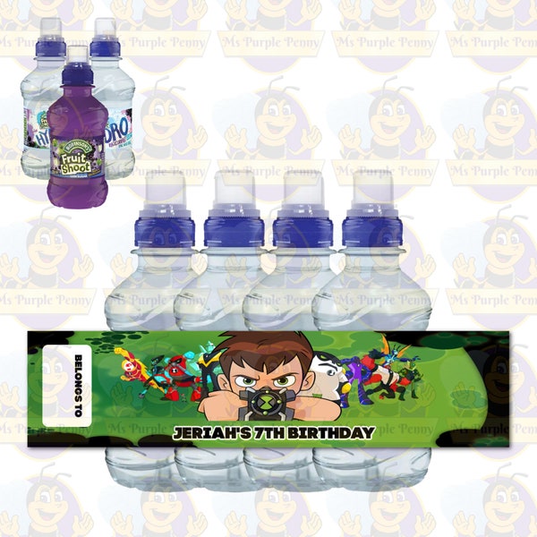 Ben 10 Party / Ben 10 fruit Shoot label / Ben 10 Birthday / Ben 10 Party Favors / Personalizado / Digital File Only!