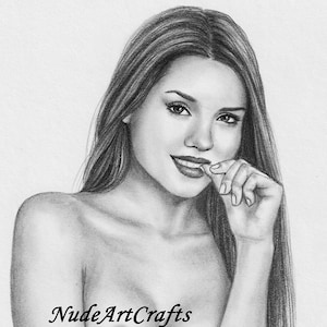 Nudity Art PRINT of Original Art Hand Drawing #238, NudeArtCrafts
