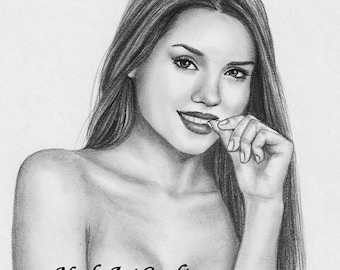 Nudity Art PRINT of Original Art Hand Drawing #238, NudeArtCrafts