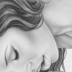 Sapphic Nude Lesbian Art PRINT of Original Hand Drawing #182 | Erotic