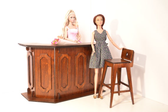Coffee table for Dolls 1//6 12/" for Barbie FR2 BJD furniture OOAK wooden v3