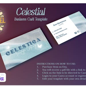 Modèle de Carte de visite céleste, modèle canva modifiable
