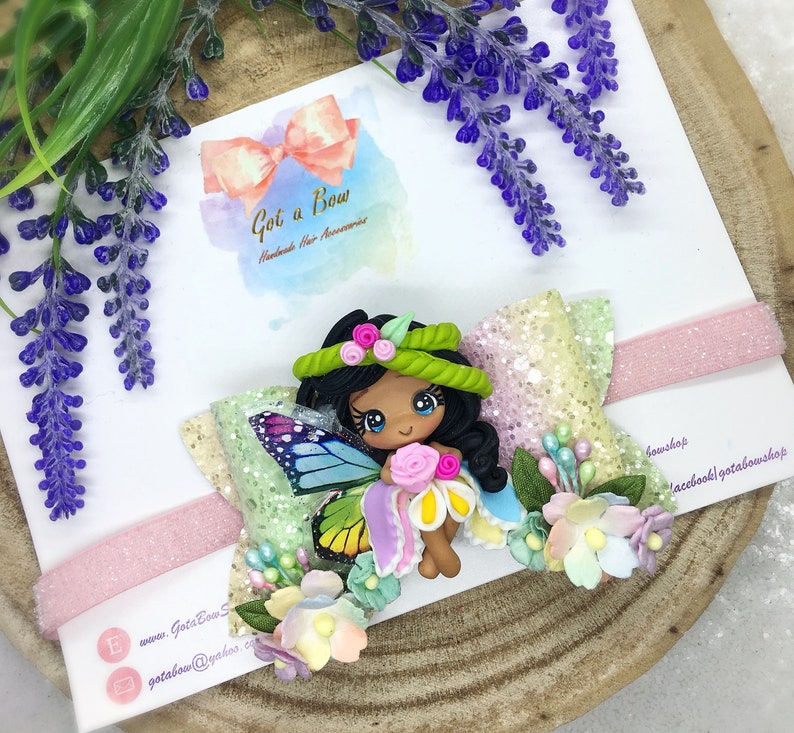 Rainbow fairy bow Fairy hair bow Fairy headband Glitter Fairy Flower Fairy bow Baby bow Fairy Hair Clip Fairy gifts for girls