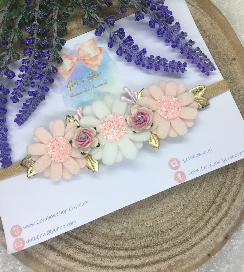 Daisy headband-Floral headband Baby Girl headband-Girls headband-newborn headband-floral crown-flower Girl-Hair accessories-Christening bow