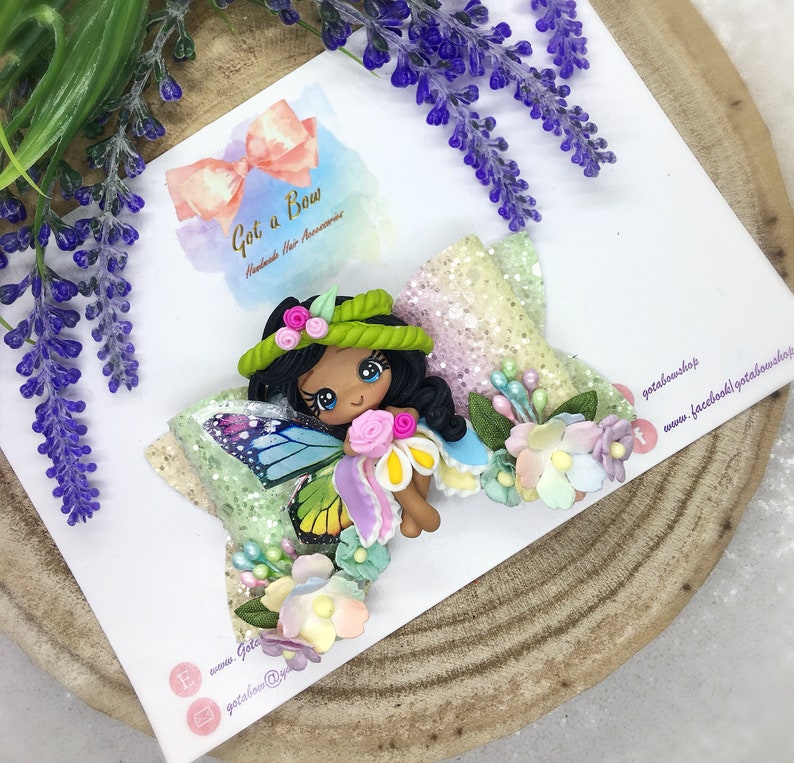 Rainbow fairy bow Fairy hair bow Fairy headband Glitter Fairy Flower Fairy bow Baby bow Fairy Hair Clip Fairy gifts for girls