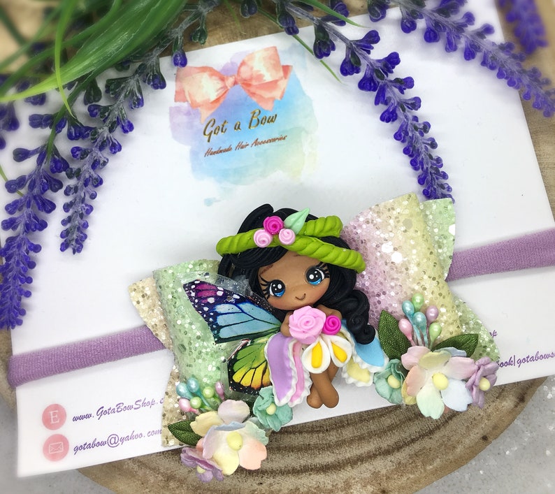 Rainbow fairy bow Fairy hair bow Fairy headband Glitter Fairy Flower Fairy bow Baby bow Fairy Hair Clip Fairy gifts for girls