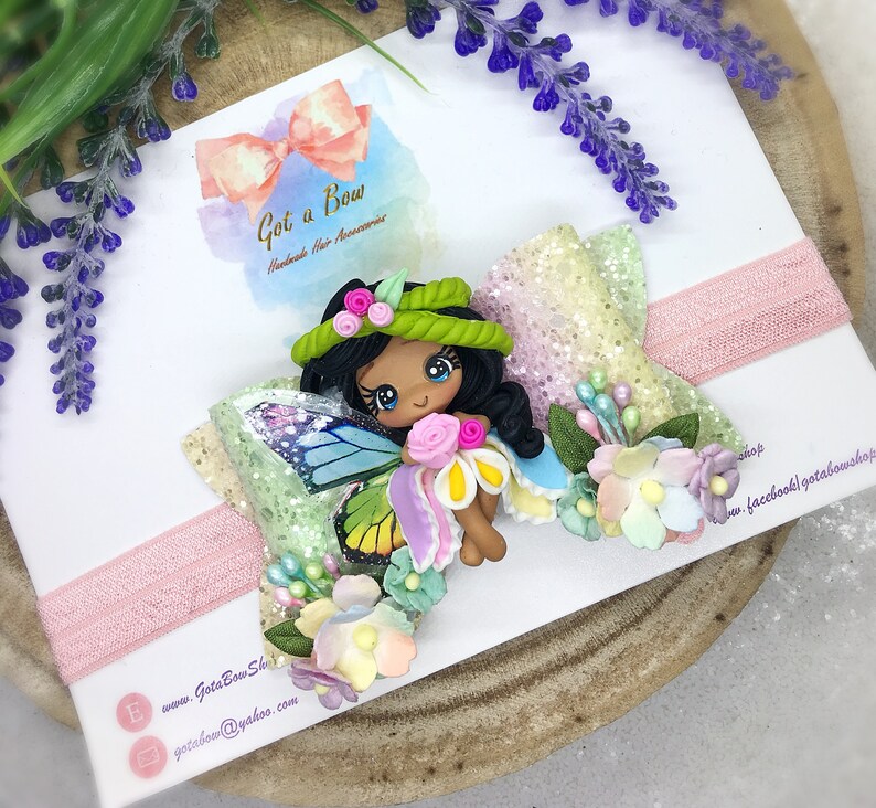 Rainbow fairy bow Fairy hair bow Fairy headband Glitter Fairy Flower Fairy bow Baby bow Fairy Hair Clip Fairy gifts for girls