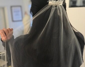 Wedding Veil: Handmade Tulle Bridal Veil, Boho Vintage Style