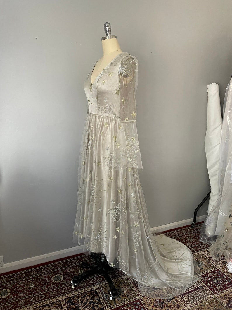 NOVA - Dress in Embroidered Tulle With Moons, Stars and Pegasus. Boho ...