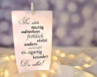 Lichtertüte Lichterbeutel mit Spruch Mitbringsel Geschenk Idee Dekoration Gastgeschenk
