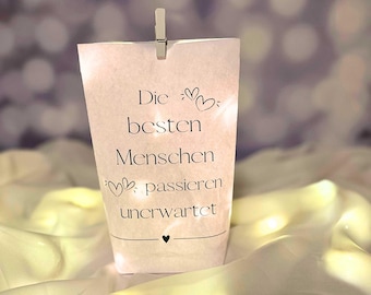 Lichtertüte Lichterbeutel mit Spruch Mitbringsel Geschenk Idee Dekoration Gastgeschenk