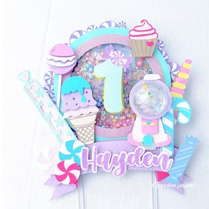 Candy Land Cake Topper,Shaker Candy Topper,Ice Cream Party Decor,Candy Shoppe,Sweet Birthday Deco,Candyland Centerprice,Ice Cream Birthday
