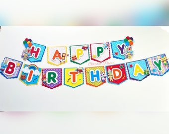 Banner de cumpleaños de Word Party: Decoración temática para fiestas