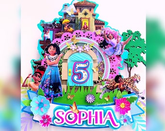 Adorno para tarta de cumpleaños con Encanto: Decoración personalizada para fiesta con coctelera