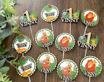 Personalized Lion King Cupcake Toppers: 1st Birthday Party Decor