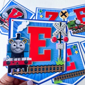 Thomas Banner 3D,Train Personalized Birthday,Thomas Birthday Decorations,Train Party,Birthday Banner,