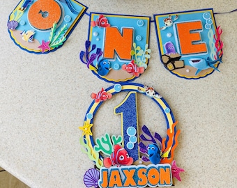 Personalized Finding Nemo Cake Topper & Banner: Birthday Party Decor