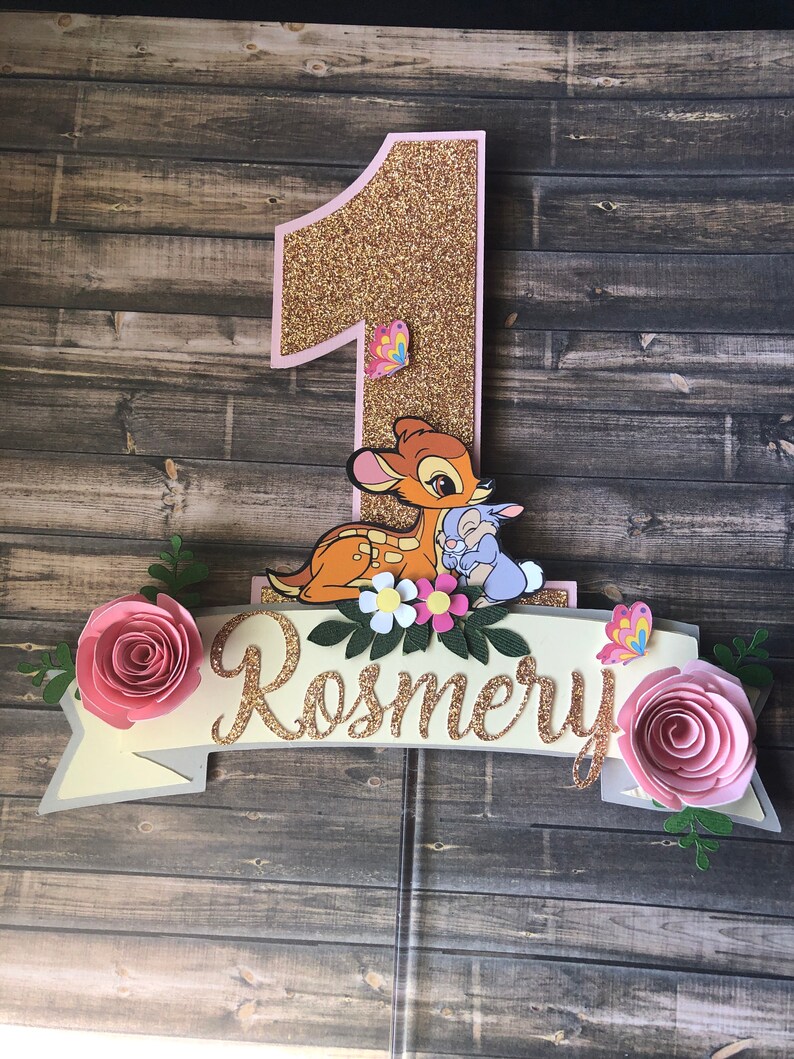 bambi cake topperbambi floral one cake topper bambi etsy
