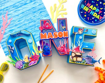 Finding Nemo 3D Letter: Custom Cardstock Party Decoration