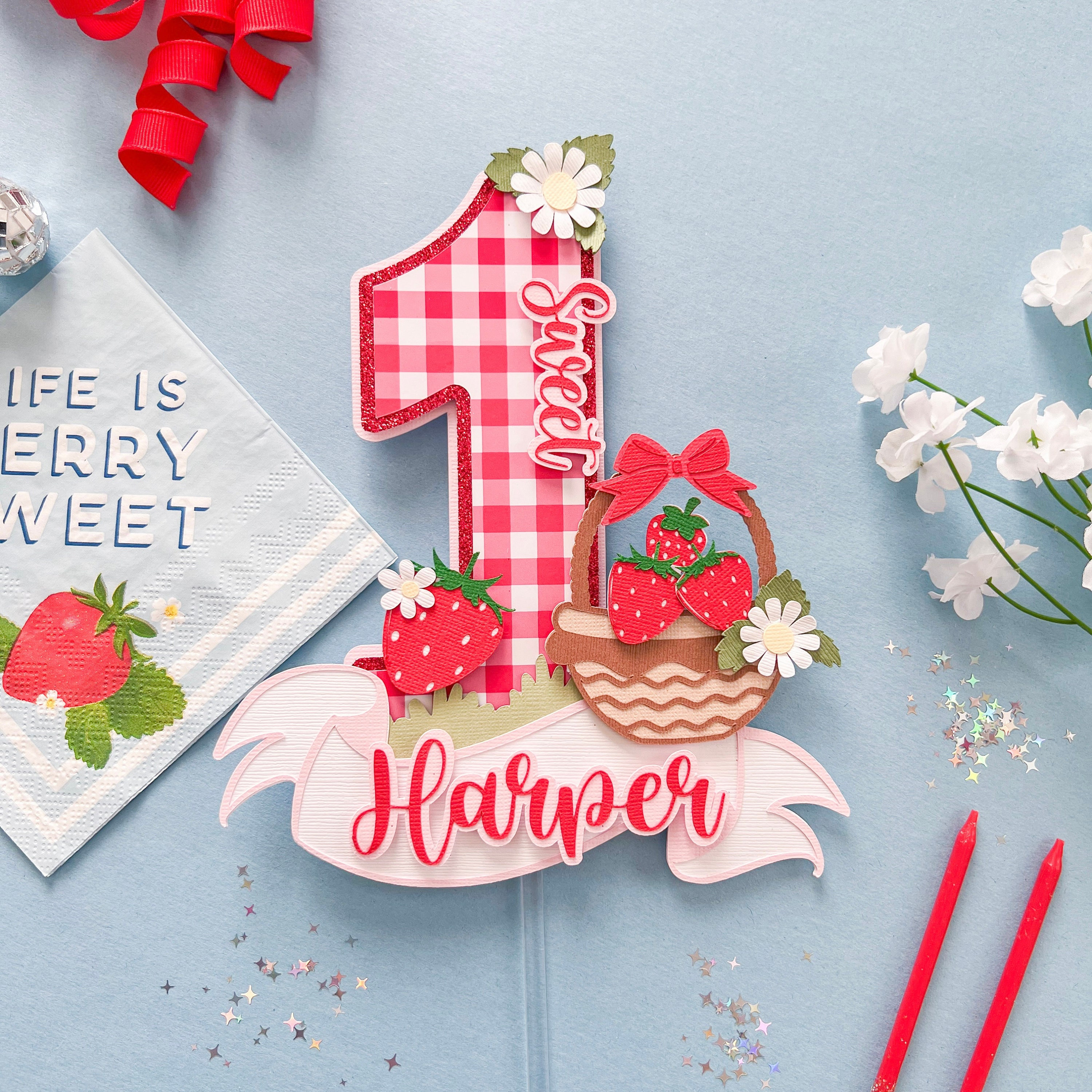 Berry First Birthday Cake Topper: Strawberry Party Decor - Etsy