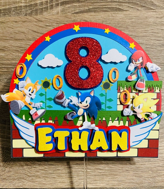 Sonic The Hedgehog Cake Topper Kids Birthday Party Decoration Image Cut Card