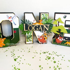 Letras 3D del Rey León, Letras del Rey León, Cumpleaños del Rey León, Fiesta del Rey León, Decoración infantil, Letras 3D, Una letra 3D, Decoración de cumpleaños,