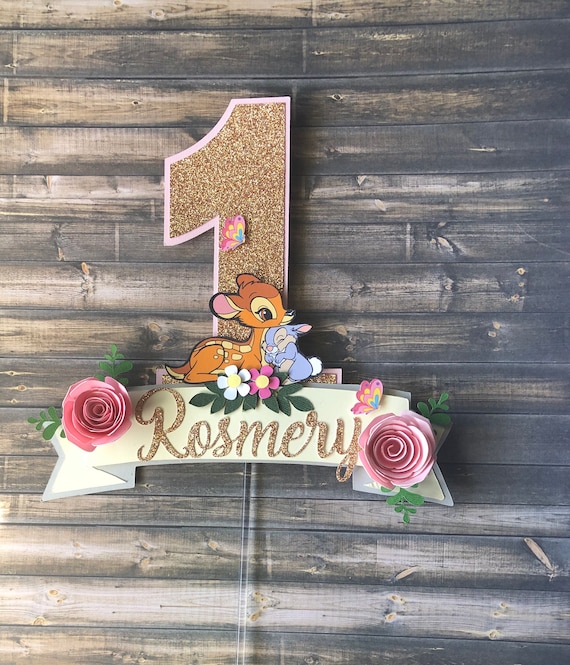 Bambi Cake Topperbambi Floral One Cake Topper Bambi - Etsy