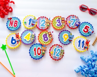 Word Party Milestone Banner: Montly Photo Prop