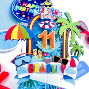 Poolpartytårtdekoration: Anpassad sommarfödelsedagsdekoration