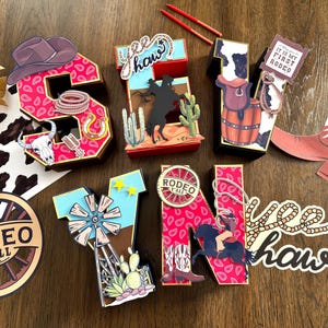 Letra 3D para la primera fiesta de rodeo, decoración para la primera fiesta de rodeo, decoración para el primer cumpleaños de rodeo, primer rodeo de vaqueros, tema del primer rodeo, decoración para fiesta de vaqueros del oeste