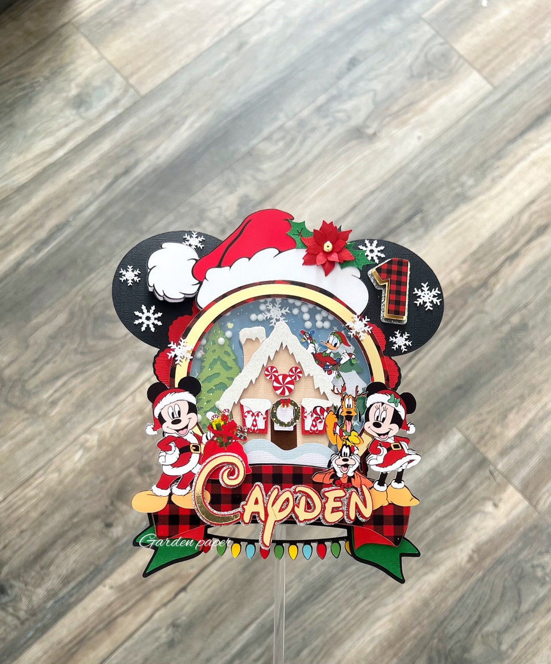 Custom Mickey Mouse Christmas Cake Topper: Personalized Party Decor - Etsy