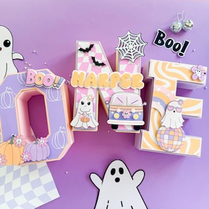 Groovy Halloween Letter 3d, Carta de Halloween 3d, Retro Groovy Halloween, Uma Letra Assustadora, Tema Hippie de Halloween, Fantasma Bonito de Halloween