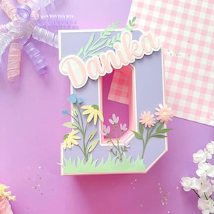 Letra 3D de flores silvestres, decoración de fiesta de flores silvestres, regalo de guardería, letra floral 3D, primer cumpleaños floral, bebé en flor, flores silvestres bohemias