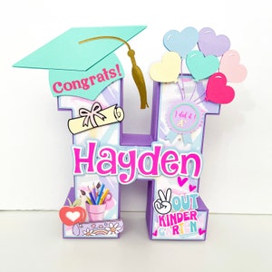 Carta de formatura do jardim de infância 3D, formatura pré-escolar, formatura do jardim de infância, decoração de festa, formatura pré-escolar, carta 3D personalizada, formatura 2024