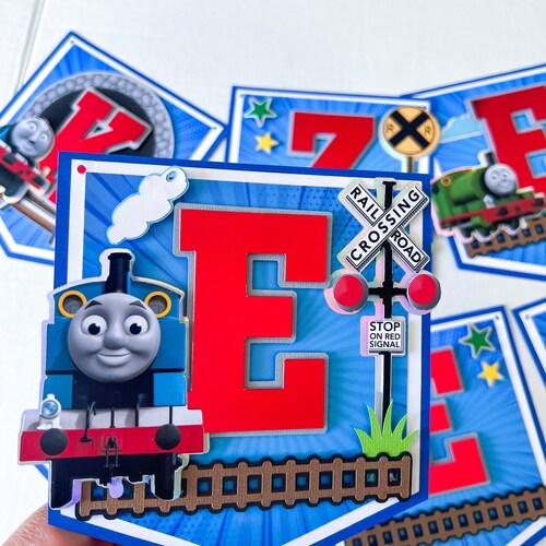 Bannière anniversaire Thomas Train : décorations de fête 3D personnalisées