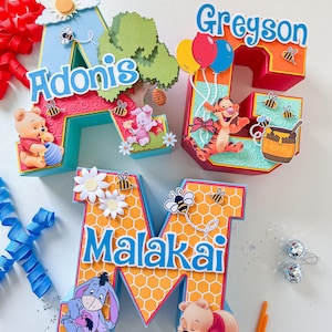 Baby Winnie The Pooh Letter 3D, Winnie The Pooh Theme,Winnie The Pooh Party,Nursery Room Decor,Baby Shower Winnie The Pooh, Party Letter 3D