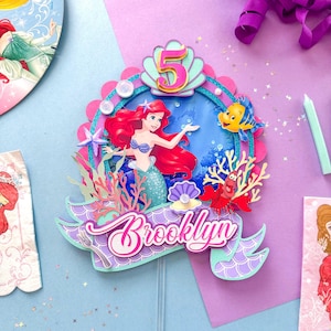 Personalized Little Mermaid Cake Topper: Princess Ariel Birthday Party