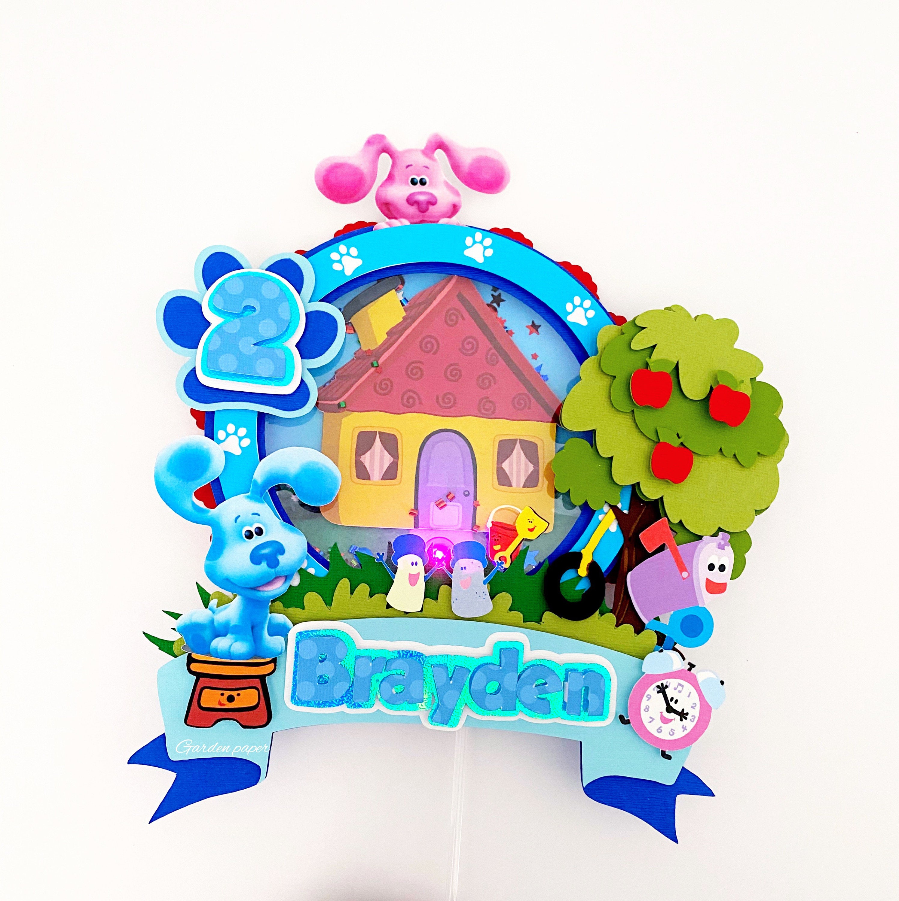 Blue Dog Paw Birthday Cake Topper Set - Cartoon Dog Figurines With Mini Balls, Balloons & Sticks, Kids Party Decorations - View #10