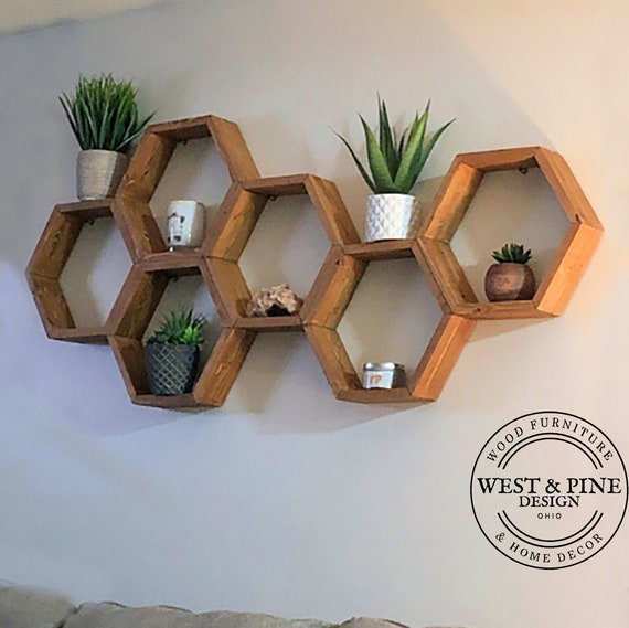 Honeycomb Shelves / Hexagon Shelf / Shelves on Wall / Rustic - Etsy