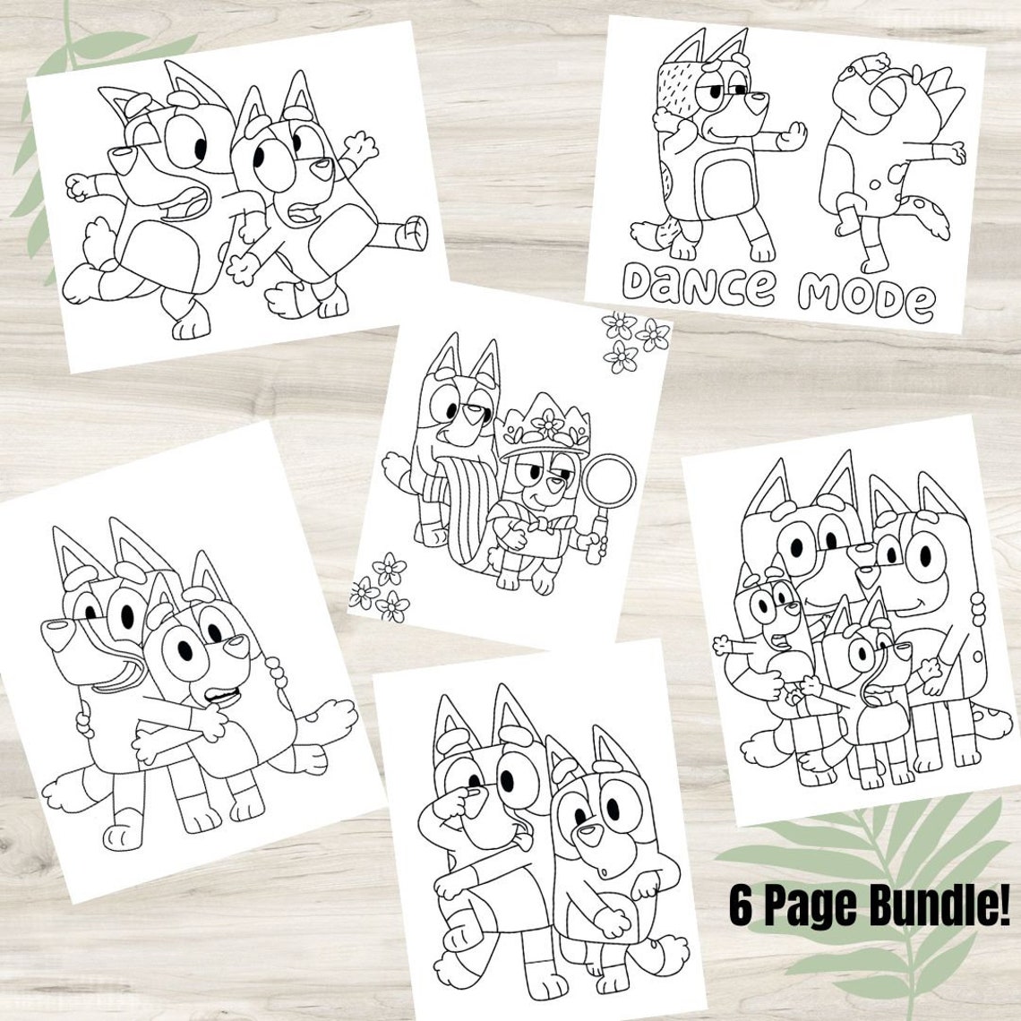 Bluey Bingo Coloring Pages 6 Pack Digital Download Print at Home Bluey ...