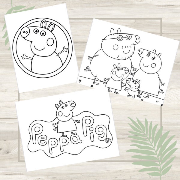 Peppa Pig Kleurplaten - 3 Pack Digitale Download - Peppa Pig Afdrukbaar Kleurboek - Voor kinderen om thuis in te kleuren of Peppa Pig Party
