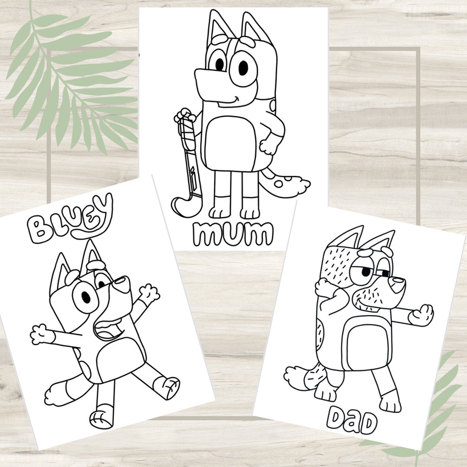 Bluey Bingo Coloring Pages 3 Pack Digital Download Print at Home Bluey ...