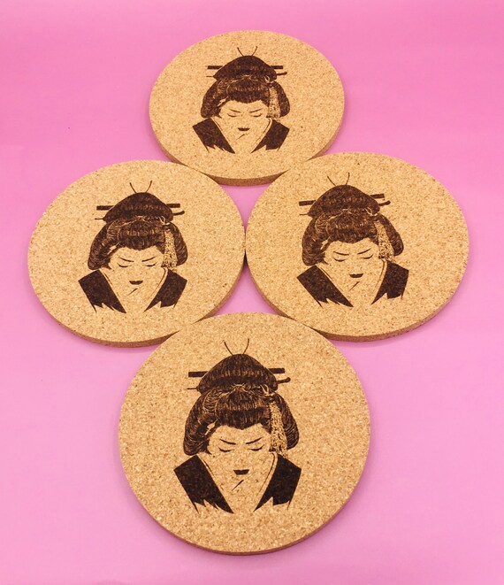 Cork Coaster Japanese Kabuki Woman D one piece
