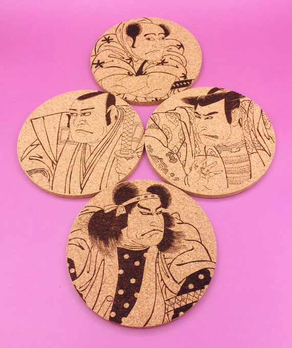 Cork Coaster Japanese Kabuki Woman D one piece