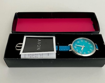 Avon Colorbrites Blue Quartz Watch In Original Box New Battery