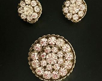 Vintage Signed Coro Tiered Layered Wedding Cake Brooch & Clip On Earring Set