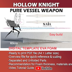 Pure Vessel Sword Hollow Knight Silksong Template pattern | EVA Foam Cosplay weapon Prop